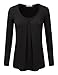 JJ Perfection Women's Pleated Scoop Neck Long Sleeve T-Shirt Blouse Top