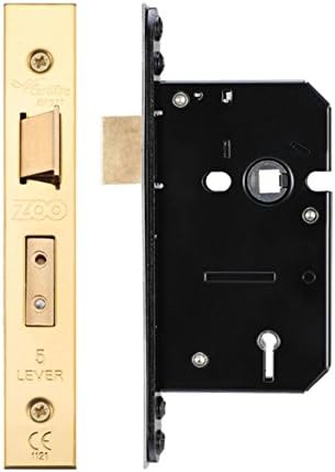 Zoo Hardware 5 Lever Mortice Sash Lock 64mm PVD Brass Forend and Strike From The Door Handle Store by ZOO
