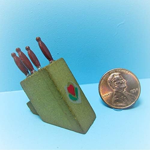Dollhouse Wood Kitchen Knife Block Handles KL0676 - Miniature Scene Supplies Your Fairy Garden - Doll House - Outdoor House Decor
