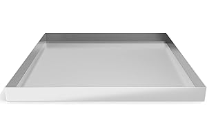 DPZM 32 x 32 x 2.5 Inch 304 Stainless Steel Washing Machine Drain Pan, Heavy Duty Steel Compact Washer Drip Tray, Washing Machine Tray No Leak Protecting The Floor (No Hole)