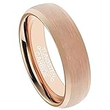 Mens 6mm Rose Gold Tungsten Carbide Ring Fashion Wedding Engagement Band Matte Finish Domed Comfort Fit