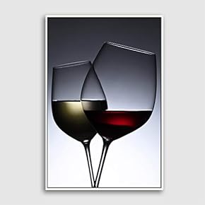Framed Canvas Wall Art Wine Glass Canvas Prints Home Artwork Decoration for Living Room,Bedroom - 16x24 inches