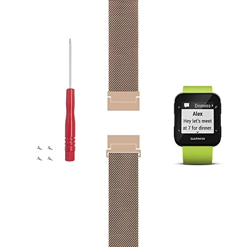 C2D JOY Compatible with Garmin Forerunner 30 and 35 Replacement Band with Screw and Screwdriver, Fashion watchband for Daily wear Soft, Breathable Metal Weave - Black/Red, Large - Thumbnail 4