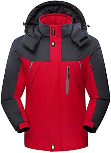 CROTI Men's Ski Jackets Waterproof Windproof Fleece Jackets Mountain Hooded Jackets Outdoors Winter (L, Red)