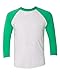 Next Level Women's Rib Collar 3/4 Sleeve T-Shirt, Envy/ Heather White, Small