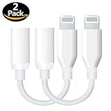 Lightning Jack Adapter(2 pack) iNassen Adapter to 3.5 mm Headphone Jack Adapter Lightning Connector to 3.5mm AUX Audio Jack Earphone Extender Jack Stereo for iPhone 7/7Plus Support iOS 10.2（White）