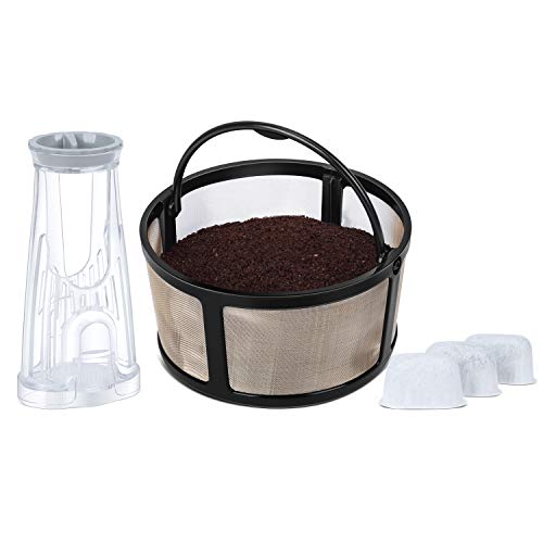 Reusable Mesh Ground Coffee Filter and Small Filter Holder with 3 Water Filters, Basic Essentials kit for Keurig K-Duo Essentials and K-Duo Brewers Machine