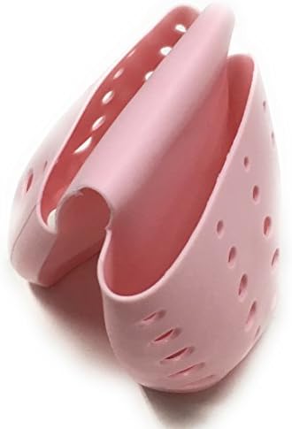 Kitchen Sink Saddle Sponge Holder and Sponge Caddy with Drainage Holes. Two Holsters for Sponges, Scouring Pads, Brushes, Scrapers. Easy to Clean. Set of 2 (Pink)