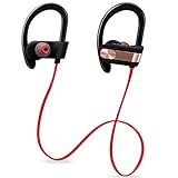 Sweatproof Sport Bluetooth Earphones, AONOKOY Wireless Stereo Earhook Headphones Headset In-ear Earbuds Noise Cancelling with Mic for Smartphone (Red)