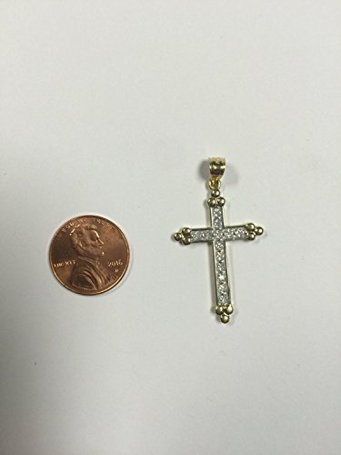 Ice on Fire Jewelry 14k Black Gold Cubic Zirconia Cross Pendant Necklace 20 Mariner Chain