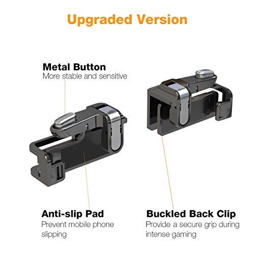 Mobile Game Controller【Upgraded Version】- PUBG/Fortnite / Knives Out Mobile Controller, Hill & Wood Sensitive Shoot and Aim Triggers for L1R1 Mobile Game Trigger Joystick for Android & iPhone