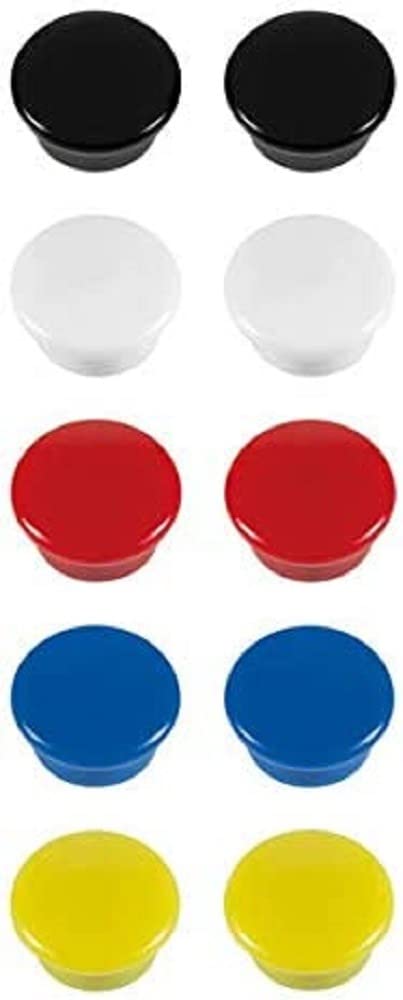 Westcott E-10806 00 Adhesive Magnets 15 mm Round 2 x White/Black/Red/Blue/Yellow Pack of 10