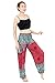 Banjamath®? Women's Smocked Waist Harem Hippie Boho Yoga Palazzo Casual Pants (M, Mandala Red)
