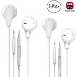 Earphones, Premium Earbuds with Built-in Mic Stereo Headphone Compatible iPhone iPod iPad Android Smartphone Tablet MP3 Players and Any Devices with 3.5 mm Standard Jack 【2Pack】