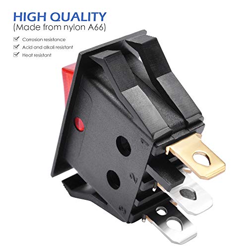 AutoEC On Off Rocker Switch, 10Pcs AC 15A/250V 20A/125V 3 Pin Mini SPST Toggle Switch, Use for Car Auto Boat Household Appliances