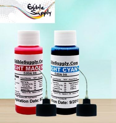 Edible Supply 9 oz Light Cyan/Light Magenta Edible Ink Refill Bottle Combo for All Epson Print