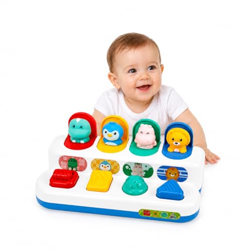Brinquedo Montessori Infantil Esconde-Esconde Pop Up Interativo Educativo Sensorial para Bebês 1 ano+ (Bichinhos)