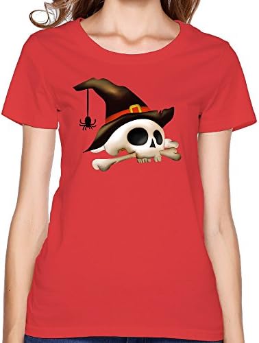 Womens Halloween Bat Ghost 100% Cotton Short Sleeve T-Shirts Red X-Small