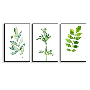 Framed Canvas Wall Art for Living Room, Bedroom Beautiful Leaves Canvas Prints for Home Decoration Ready to Hanging - 16"x24"x3 Panels