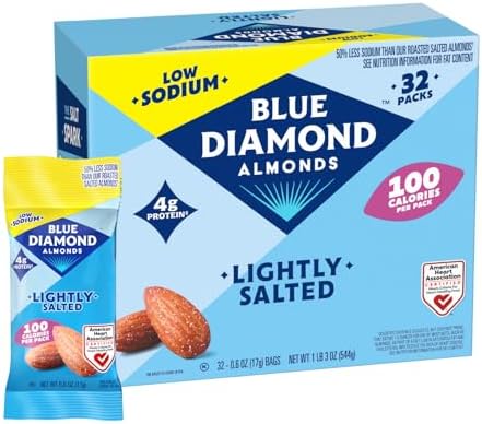 Blue Diamond Almonds Low Sodium Lightly Salted Snack Nuts, 100 Calorie ...