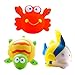 Mara's Box Large Educational Water Squirties Ocean Animals. 6 Pack. Bath Organizer + 4 Strong Suction Cups with Hooks. Fun Bathtub Mildew Resistant Floating Squirter Toys for Baby, Toddlers, Kids.