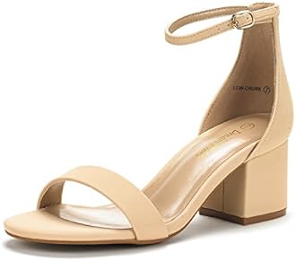 DREAM PAIRSWomens Low-Chunk Low Heel Pump Sandal