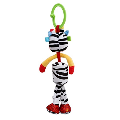 Meolin Baby Rattle Soft Plush Baby Car Seat Revolving Hanging Rattles Dangle Toy Mobiles Handbell,Striped little donkey,11.8inch