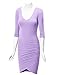 CTC WDR940 Womens Deep V Neck 3/4 Sleeve Tulip Bodycon Dress M Lilac