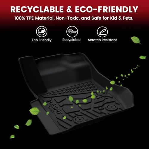 LASFIT Floor Mats for 2019-2026 2025 Ram 2500/3500 Crew Cab Bucket Seat for Carpet & Vinyl Floor (NOT fit Model with PTO Kit), All Weather TPE Custom Fit Car Mats Floor Liners 1st & 2nd Row, Black