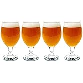 Vikko Beer Glass, Set of 4 Belgian Style Beer Glasses, Large Size 13.5 Ounce, Dishwasher Safe Durable Drinking Glass for Craft Brews, Beer or Water
