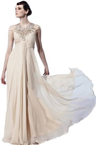 BPSFStudios Apricot V-Neck Floor Length Evening Gown - M