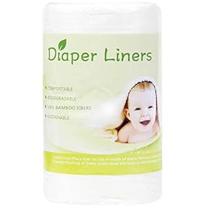 Leekalos Biodegradable Bamboo Diaper Liner Super Soft Disposable Unscent Diaper Liners,100 Sheets