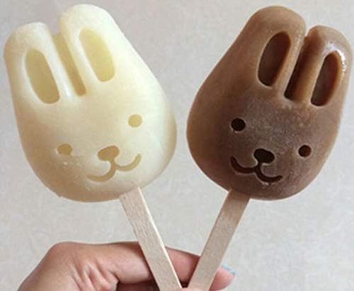 Easter Rabbit Shape Ice Cream Tool - Alisy Popsicle Silicone Mold Ice Tray Rabbit, Kitchen Ice Cream Tools Popsicle Mold, Ice Trays Rabbit Ice Maker (White)