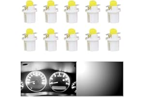 OtpOutopa Guage Cluster Speedometer Light Bulbs Super Bright 17 18 27 37 58 86 2721 Bulb T5 B8.5d COB 1SMD Led Dashboard Dash Cluster Speedmeter Instrument Panel LED Light Bulbs (White,10PCS)