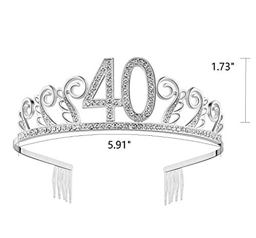 Happy-40th-Birthday-Decorations-Party-Supplies-Birthday-Gifts-for-Women-40-Birthday-Tiara-and-Sash-Happy-Birthday-Cake-Topper-Cheers-to-40-Years-Banner-40-Fabulous-Sash-Latex-Balloons-Swirls