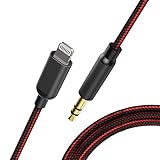 Car Aux Cable for iPhone X/Xs/Xr / 8/7 / 6 / Plus, Topacom 3.5mm Audio Cable, Aux Cord for Car Stereo, Headphone, Speaker, Red & Black