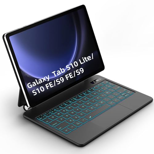 Bettdow Teclado para Samsung Galaxy Tab S10 Lite/Tab S10 FE/Tab S9 FE 10.9" y Tab S9 11", Español Ñ Diseño Magnético Flotante con Trackpad, Teclado Retroiluminado, Negro