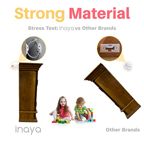 Heavy-Duty Anti-Tip Furniture Straps - 12 Pack - Inaya - Home Furniture Wall Anchors for Baby Proofing Dressers, Cabinets, Closets, Bookshelves and TVs - Child Safety Earthquake Secure Mount Anchors