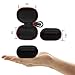 Earphones Carrying Case Mini Headphones Bag Portable PU Leather Storage Pouch with Carabiner for Earbuds Headsets USB Disk USB Cable iPhone Cable etc - Black