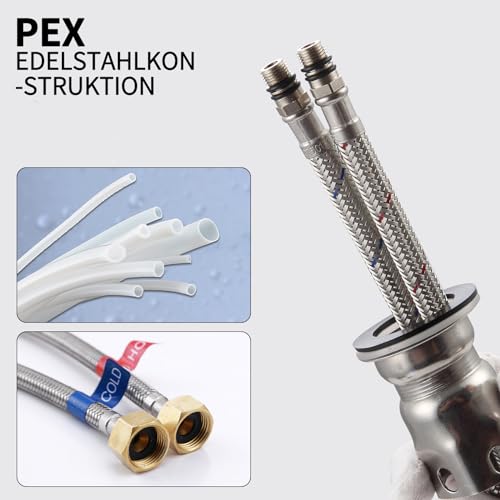 HOMELODY Bathroom Tap, Black, Washbasin Tap, Basin, Square Bathroom Mixer Tap, Stainless Steel, Single Lever Mixer Tap