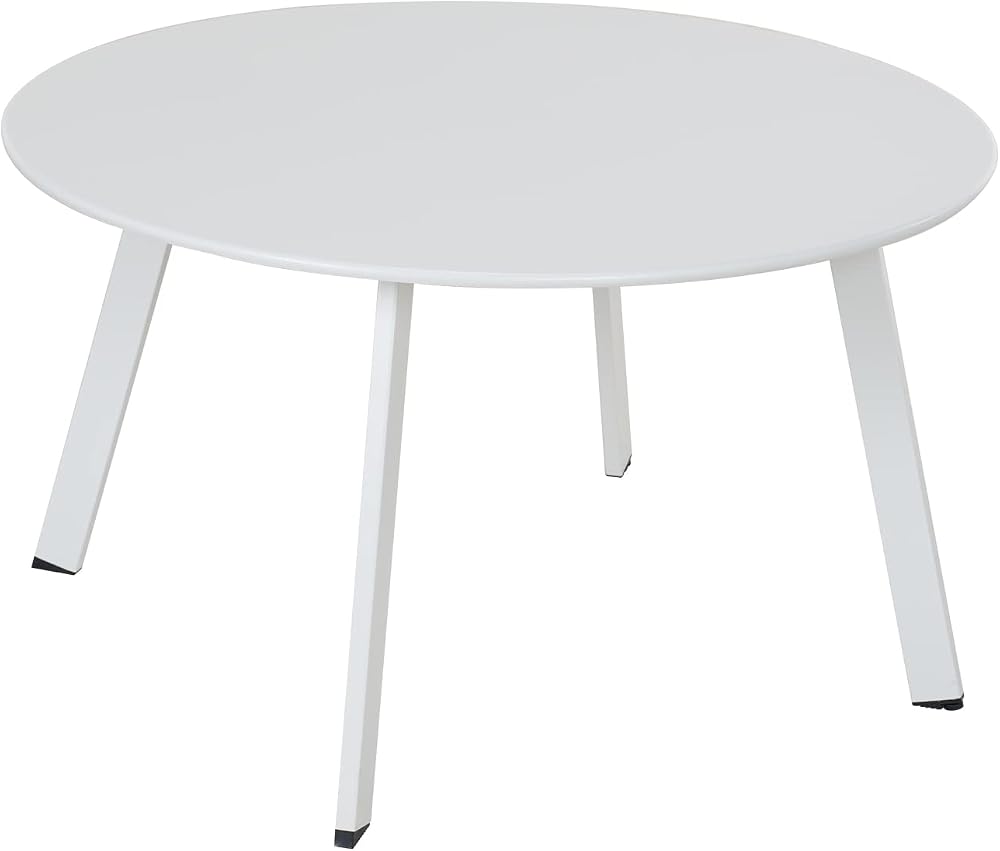 Grand Patio Round Coffee Table 70cm Lightweight Outdoor Indoor White
