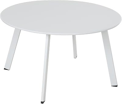 Grand Patio Round Coffee Table 70cm Lightweight Outdoor Indoor White