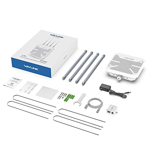 Wavlink WiFi6 Outdoor Mesh Router/Ap/Repetidor, de Doble Banda 2.4G+5G AX1800 al Aire Libre WiFi Mesh Extender con PoE/4x8dBi Antenas /IP67 Resistente a la Intemperie Señal Booster Amplificador