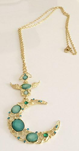 Gold_Chain_Sailor_Moon_Necklace_Crescent_Pendant_Blue_Rhinestones_Women_Girls