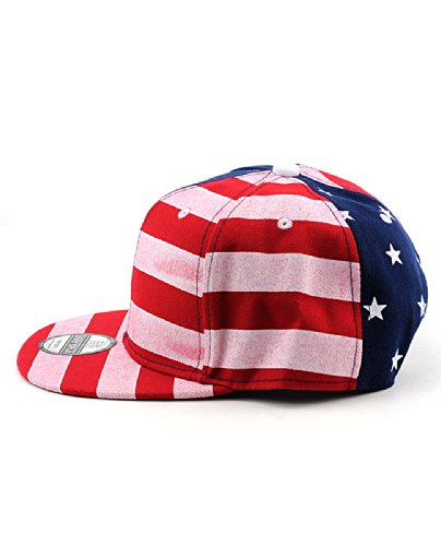 NYFASHION101 Unisex America Flag Print USA Flat Bill Adjustable Snapback Cap