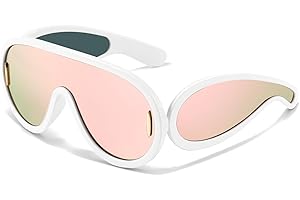 AWGSEE Trendy Wave Mask Sunglasses for Women Men Oversized Shield Sun Glasses Fashion Designer Style