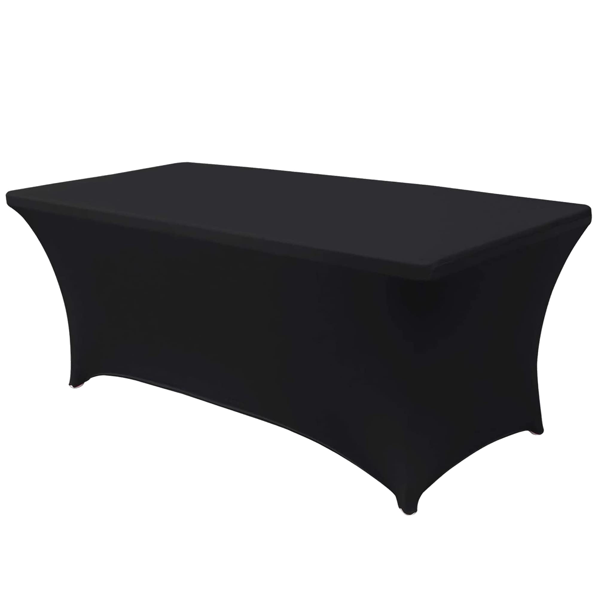 Time to Sparkle 2 PCS 8ft Stretch Spandex Table Cover for Standard Folding Tables - Universal Rectangular Fitted Tablecloth Protector for Wedding, Banquet and Party (Black)