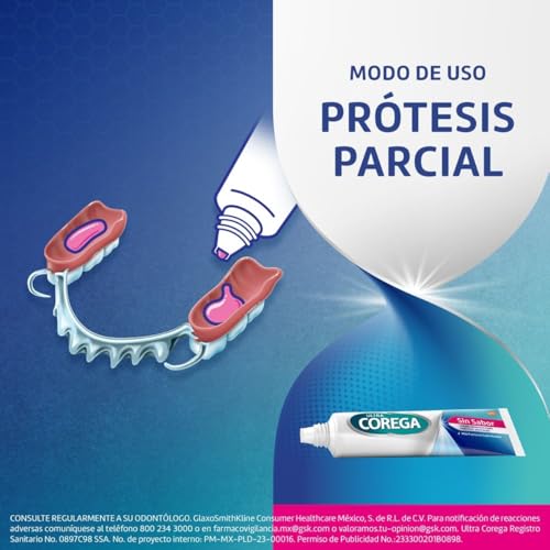 Corega Ultra Crema Adhesiva para Prótesis Dentales, Fijación Fuerte, Sin Sabor, 70g