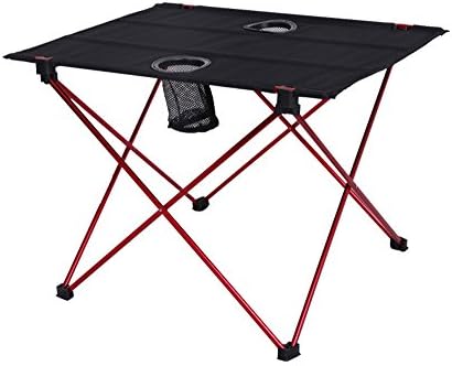 Foldable Camping Picnic Tables - Lightweight Folding Roll-up Table in a Bag with Cup Holders for Camp, Beach, Outdoor