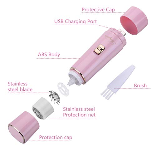 Facial Hair Removal for Women Rechargeable - 2019 USB Rechargeable Hair Remover Trimmer for Face, Armpit, Chin and Full Body, Best Gift for Women-Pink - Thumbnail 5